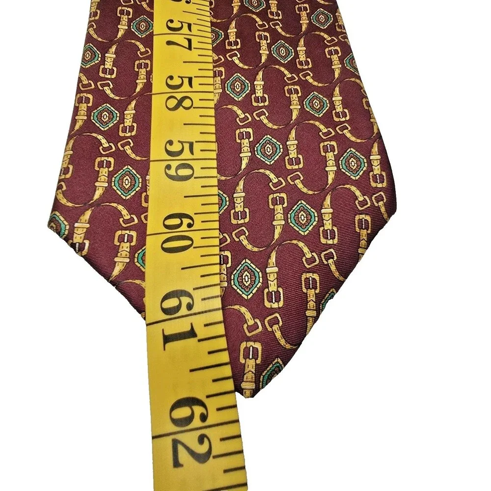 VTG Renato Balestra 100% Silk Made in Italy Luxury Tie in Burgundy & Gold X Long